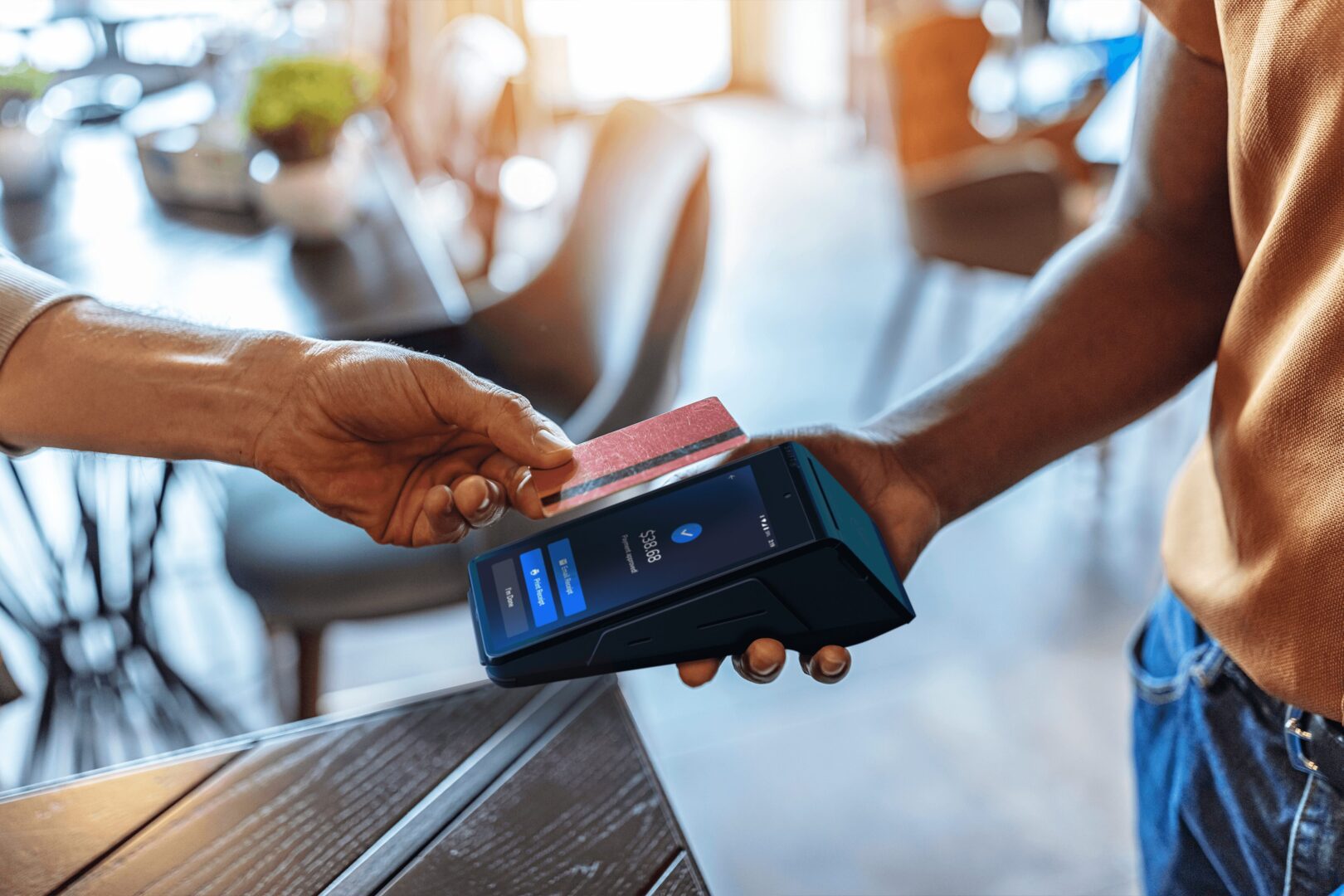 A person paying for something with their phone.