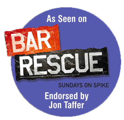 A badge that says as seen on bar rescue.