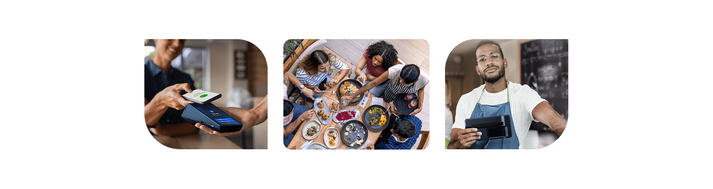 A group of people sitting around a table with food.