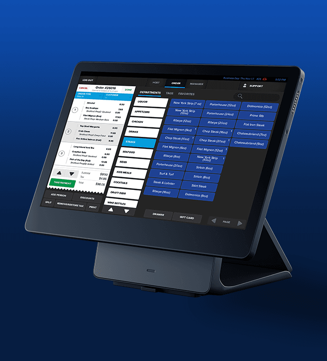 Touchscreen restaurant order system