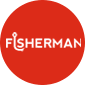 Fishing hook integrated in Fisherman text