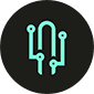 Minimalist technology symbol in circle