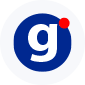 Lowercase "g" logo with red dot