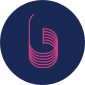 Stylized pink letter on navy background