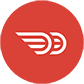 Minimalist wings logo on red background