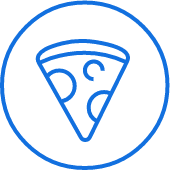 Minimalist pizza slice illustration in blue
