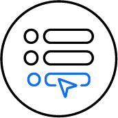 Blue cursor icon on black background.