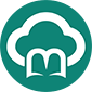 Stylized cloud over open book logo