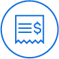 Receipt icon with dollar sign in circle.