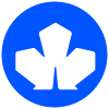 Blue circle with white geometric shape