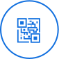 Circular blue-outlined QR code