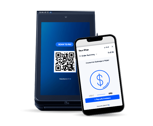 QR code payment on smartphone and terminal.