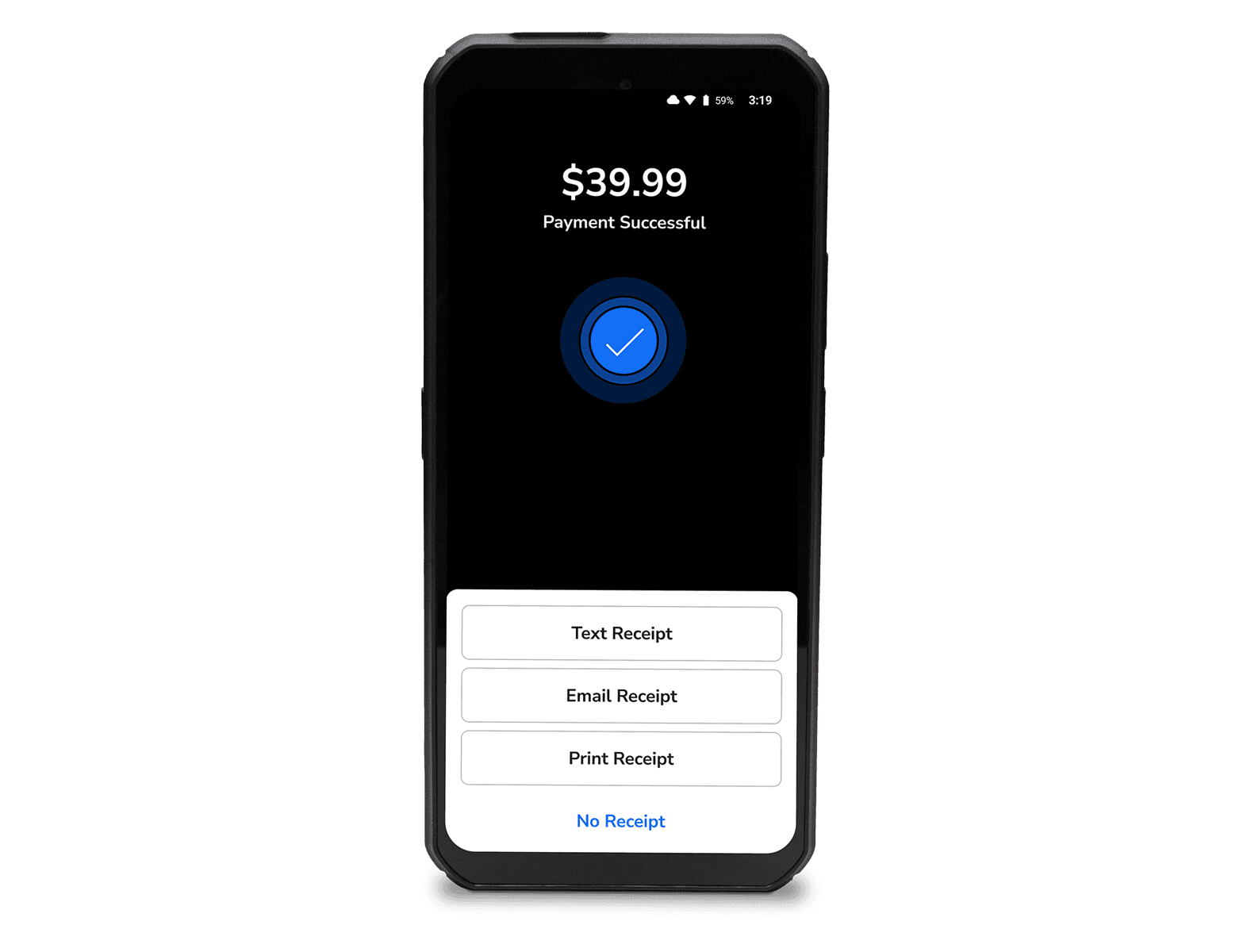 Payment confirmation screen on smartphone display.