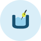 Beaker with liquid and yellow probe icon