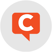 Orange speech bubble logo design