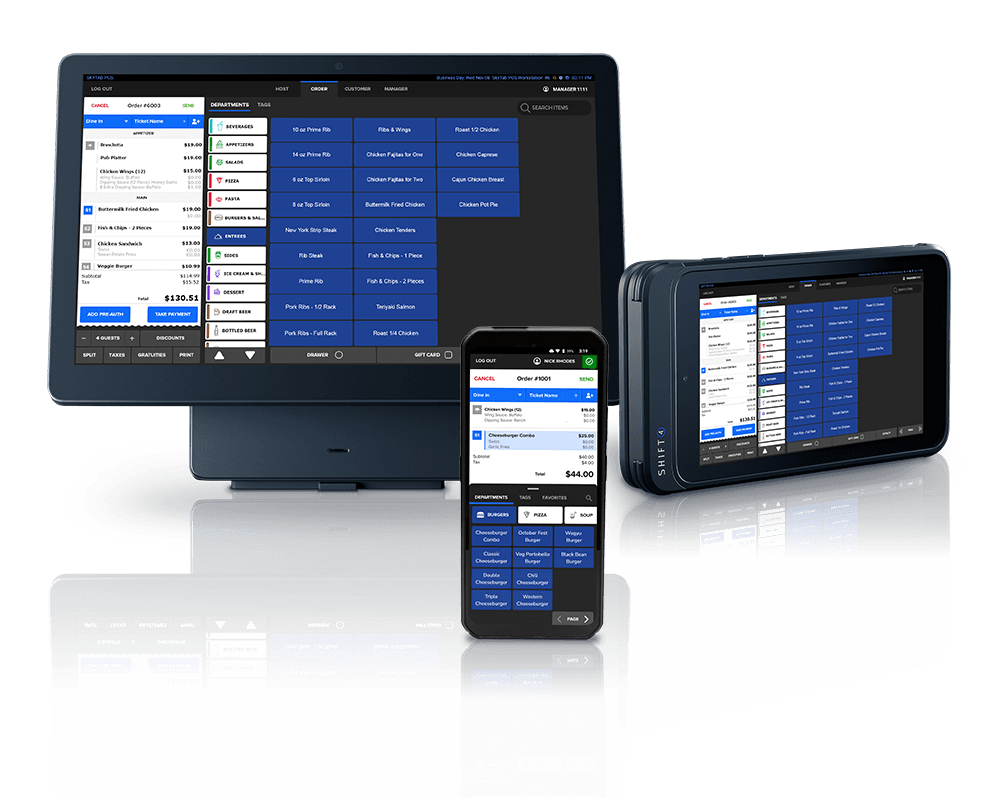 Point of sale system on multiple devices.
