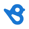 Stylized bird icon in blue