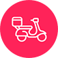 Motorbike icon inside pink circle