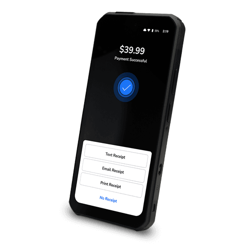 Smartphone displaying successful payment confirmation screen.
