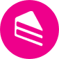 Minimalist cake logo on pink background