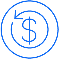 Circular dollar sign with arrow icon.
