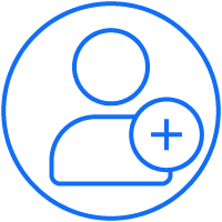Add user icon in blue outline.