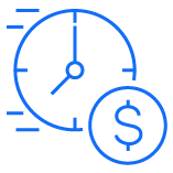 Clock and dollar symbol, time is money.