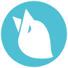 Blue and white fox emblem