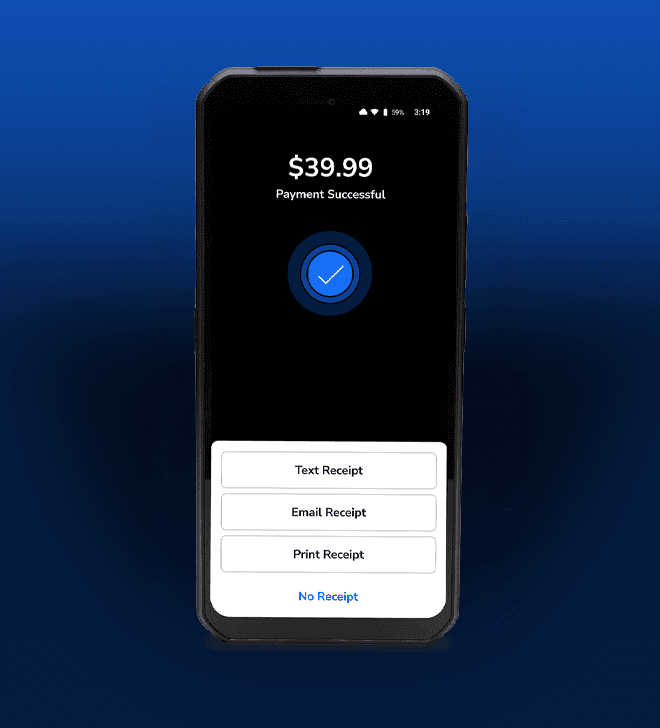 Digital receipt options on phone display
