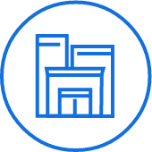 Blue city skyline icon