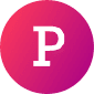 Pink circle with white letter P