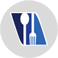 Blue and white cutlery icon