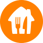 Restaurant home icon on orange circle
