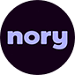 Nory logo on black background