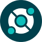 Teal and white circular logo design