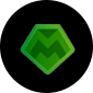 Stylized green emblem with black backdrop