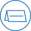 Blue tent symbol on black background